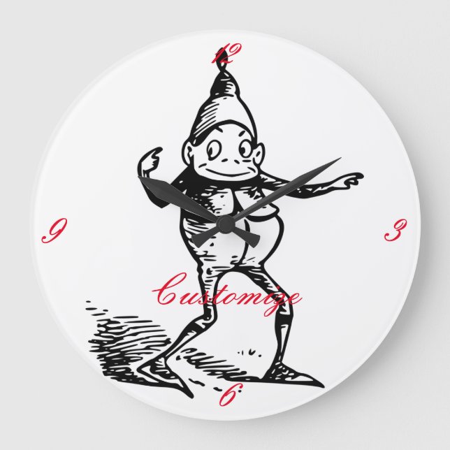 Cute Winter Holiday Elf Gnome Thunder_Cove Large Clock (Front)
