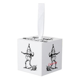 Cute Winter Holiday Elf Thunder_Cove Cube Ornament