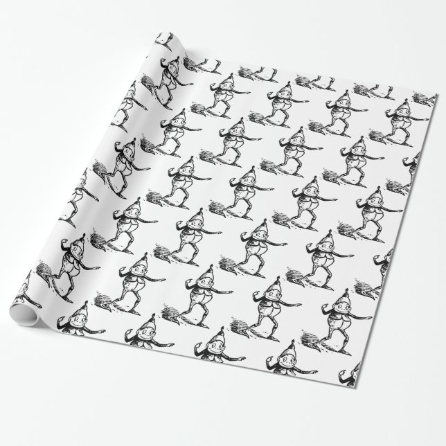 Cute Winter Holiday Elf Thunder_Cove Wrapping Paper (Unrolled)