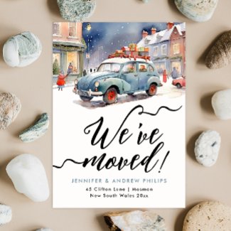 Cute Winter Holiday New Address Watercolor