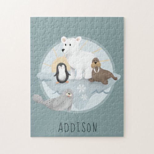 Cute Winter Holiday Polar Bear Christmas Kids Jigsaw Puzzle