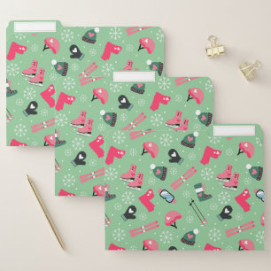 Cute Winter Holiday Sports Pattern  File Folder