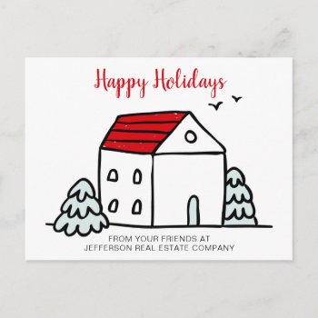 Cute Winter House Real Estate Corporate Business Holiday Postcard by XmasMall at Zazzle