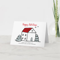 Cute Winter House Real Estate Holiday Card