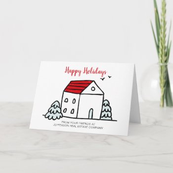 Cute Winter House Real Estate Holiday Card by XmasMall at Zazzle