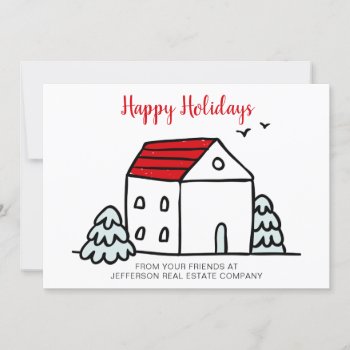 Cute Winter House Real Estate Holiday Card by XmasMall at Zazzle