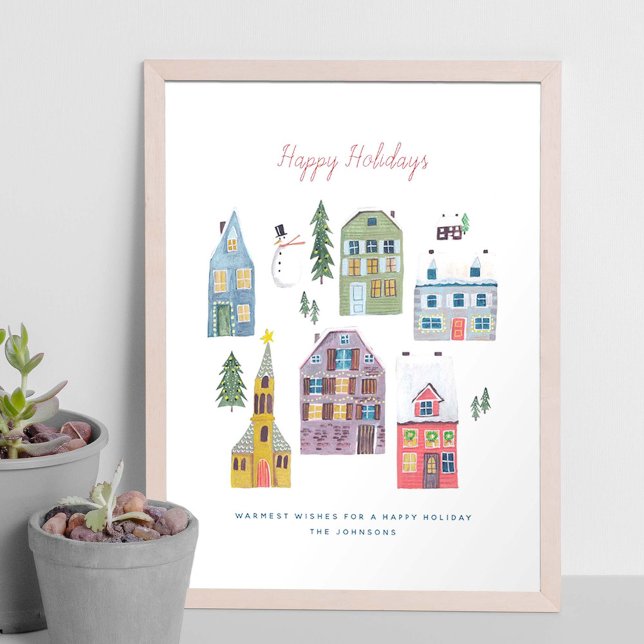 Cute Winter House Village Scene Christmas Poster (Creator Uploaded)