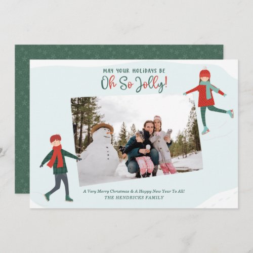 Cute Winter Ice Skaters Photo Holiday Card