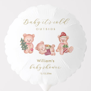 Cute Winter It's Cold Outside Bear Baby Shower  Balloon