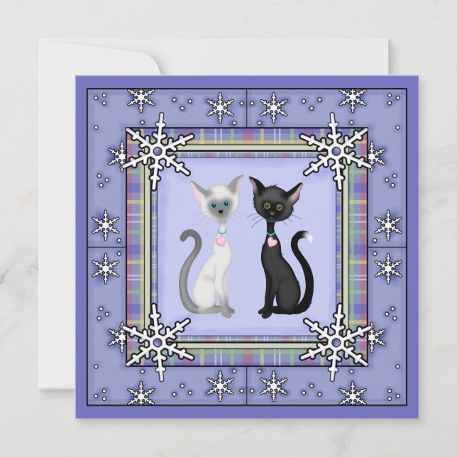 Cute Winter Kitty Cat Birthday Invitation ~ Girls (Front)