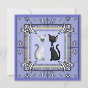 Cute Winter Kitty Cat Birthday Invitation ~ Girls