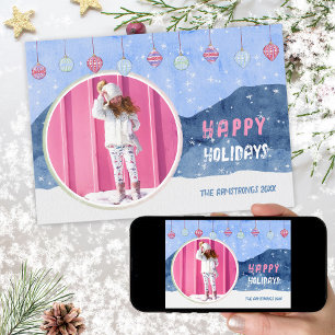 Cute Winter Landscape Photo Ornament Holiday Card