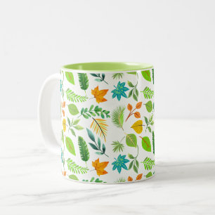 Cute Winter Leaves Fall Autumn Planter Ceramic Two-Tone Coffee Mug