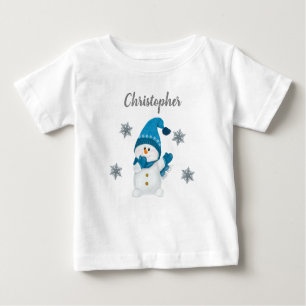 Cute Winter Little Snowman Snowflakes Baby Boy Baby T-Shirt