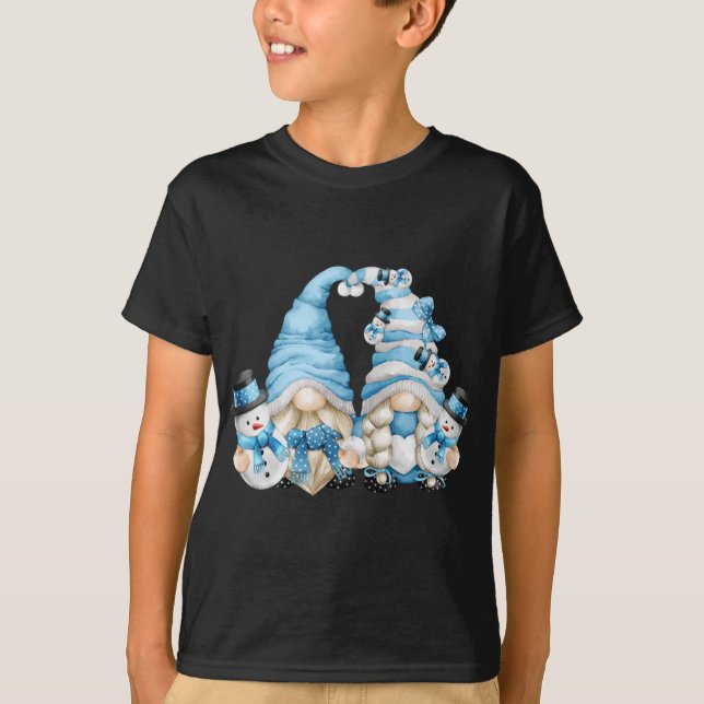 Cute Winter Lover Matching Gnomes For Women With S T-Shirt (Front)