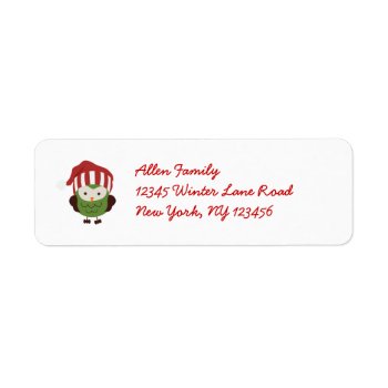 Cute Winter Mod Owl Christmas Return Address Label by seasidepapercompany at Zazzle