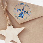 Cute Winter Nordic Village Church Christmas Self-inking Stamp<br><div class="desc">This cute charming Nordic illustration features original hand painted whimsical paintings of a winter village alpine ski lodge cosy chalet church with custom personalized year. Original Artwork by Caroline Bonne Müller</div>
