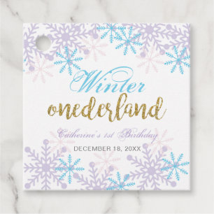 Cute Winter Onederland 1st Birthday Snowflakes Favor Tags