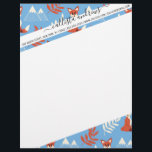 Cute Winter Orange Fox Mountains Leaf Pattern Letterhead<br><div class="desc">This cute and modern pattern is perfect for the animal lover. It features hand-drawn burnt orange, white, cream, and brick red illustrations of an adorable fox, leaves, and snowy winter mountains pattern on top of a sky blue background. It's unique, trendy, playful, and fun! ***IMPORTANT DESIGN NOTE: For any custom...</div>