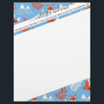 Cute Winter Orange Fox Mountains Leaf Pattern Letterhead<br><div class="desc">This cute and modern pattern is perfect for the animal lover. It features hand-drawn burnt orange, white, cream, and brick red illustrations of an adorable fox, leaves, and snowy winter mountains pattern on top of a sky blue background. It's unique, trendy, playful, and fun! ***IMPORTANT DESIGN NOTE: For any custom...</div>