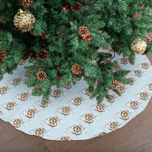 Cute Winter Owl Blue Snowflakes Holidays  Brushed Polyester Tree Skirt