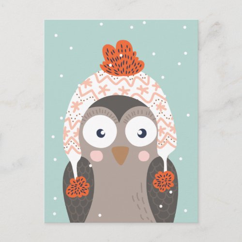 Cute Winter Owl postcard