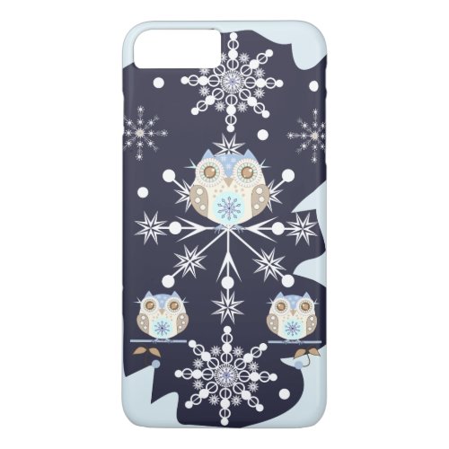 Cute winter Owls and Snowflakes iPhone 8 Plus7 Plus Case