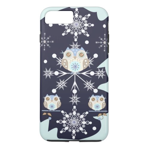 Cute winter Owls and Snowflakes iPhone 8 Plus7 Plus Case