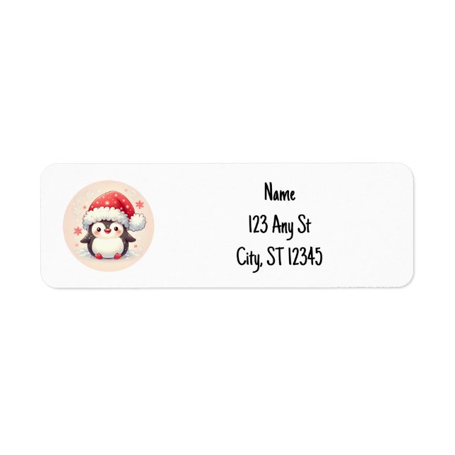 Cute Winter Penguin Address Label (Front)