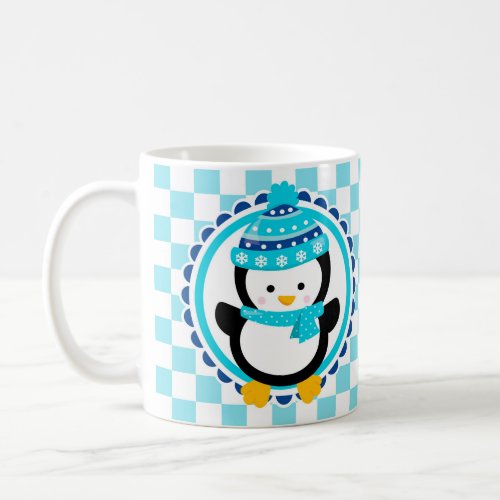 Cute Winter Penguin _ Blue Turquoise Coffee Mug