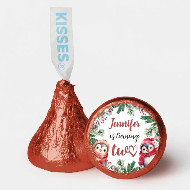 Cute Winter Penguin Christmas 2nd Birthday Favors (Front)