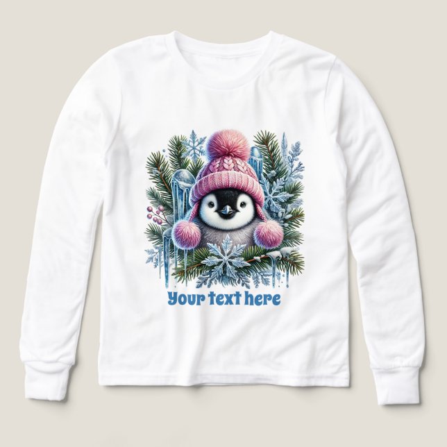 Cute Winter penguin customizable  Tri-Blend Shirts (Design Front)