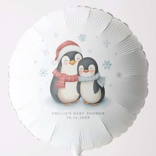 Cute Winter Penguin Family Christmas Baby Shower Balloon