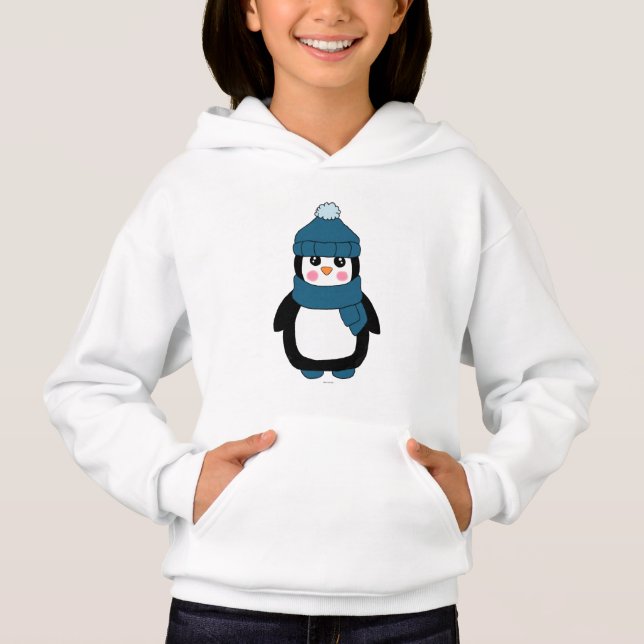 Cute Winter Penguin Girls Hoodie (Front)