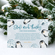 Cute winter penguin igloos snow baby shower thank you card