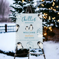 Cute winter penguin igloos welcome baby shower foam board