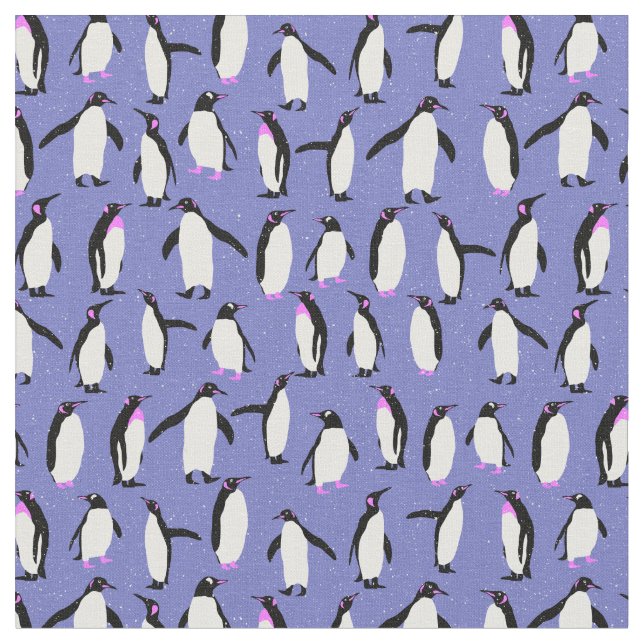 Cute winter penguin pattern fabric (Close Up)