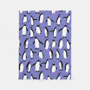 Cute winter penguin pattern fleece blanket