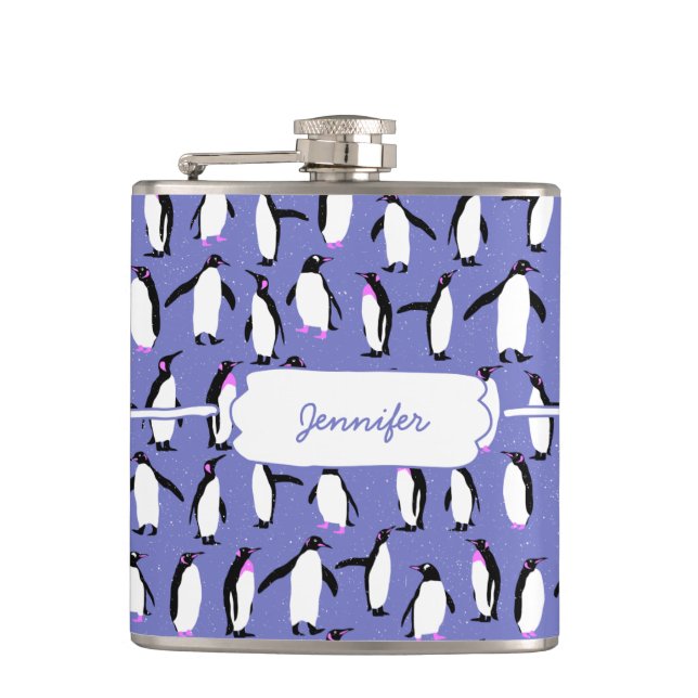 Cute winter penguin pattern hip flask (Front)