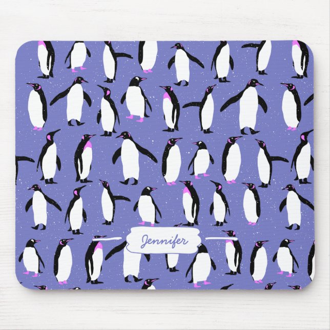 Cute winter penguin pattern mouse pad (Front)