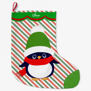 Cute Winter Penguin Pattern Personalized Large Christmas Stocking