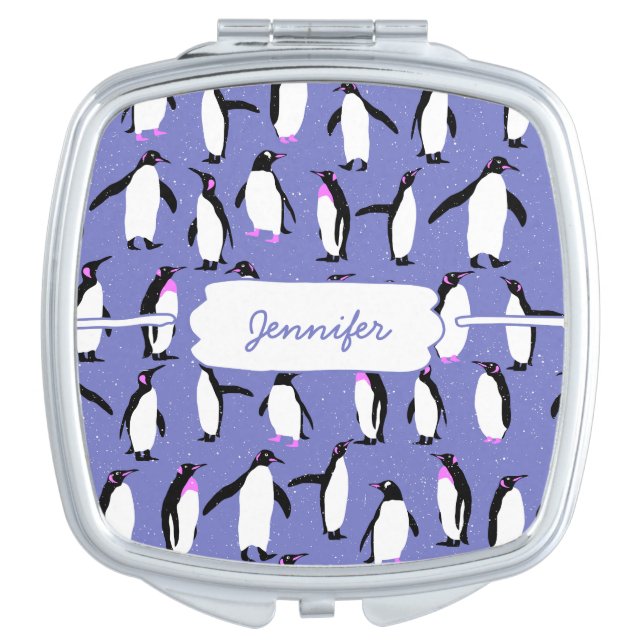 Cute winter penguin pattern vanity mirror (Front)