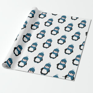 Cute Winter Penguin Pattern Wrapping Paper