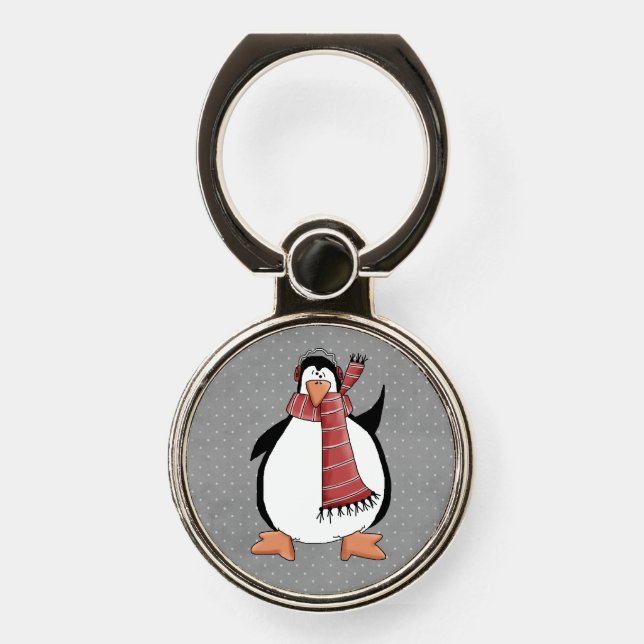 Cute Winter Penguin Phone Grip (Front)