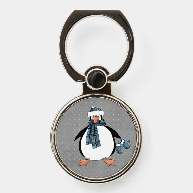 Cute Winter Penguin Phone Grip (Front)