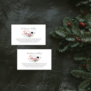 Cute Winter Penguin Snowman Books For Baby Shower Enclosure Card