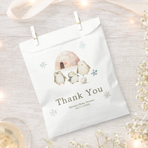 Cute Winter Penguins Baby Shower Favor Bag