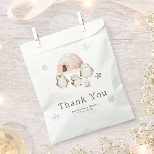Cute Winter Penguins Baby Shower Favor Bag (Clipped)