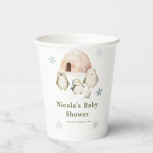 Cute Winter Penguins Baby Shower Paper Cups