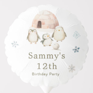 Cute Winter Penguins Birthday Party Balloon